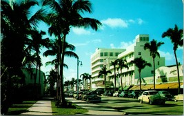 Miami Beach Florida FL Fabulous Lincoln Road Street View Cars Postcard 1957 - £9.36 GBP