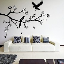 ( 94&#39;&#39; x 72&#39;&#39;) Vinyl Wall Decal Tree Branch with Falling Leafs, Birds and White  - £158.93 GBP