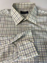 Canali Men Shirt Long Sleeve Plaid Button Up Yellow Blue 16.5 42 Large L - £27.23 GBP