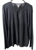 Sweater Anna and Frank Cardigan Womens Size S Black Silk Grannycore One Button - £15.26 GBP