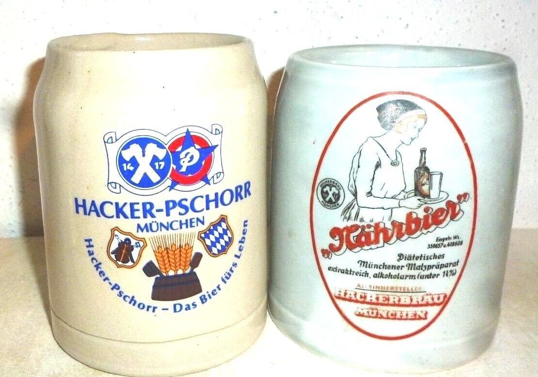 2 Hacker Pschorr Brau Munich 0.25L German Beer Steins - £11.81 GBP