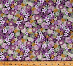 Cotton Purple Flowers Japanese Floral Metallic Fabric Print by the Yard D779.98 - £11.92 GBP
