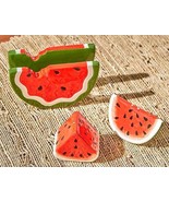 3 pc KITCHEN SET: NAPKIN HOLDER and SALT &amp; PEPPER SHAKERS, WATERMELON - $19.79