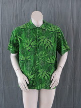 Vintage Hawaiian Shirt - Green leaf Tribal Pattern Maker Unknown - Men&#39;s... - £38.27 GBP