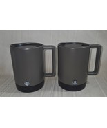 Starbucks Ceramic Travel Mug Rubber Base Bottom 14oz Gray Blk With Lid L... - $29.69