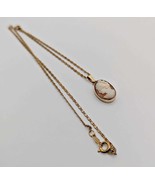 12K Gold Mariner Chain Cameo Necklace - 1940&#39;s Gold Pendant Necklace - $94.99