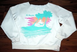 DREAM SOCIETY Fleece Laser Cut Sweatshirt St. Barth Beach Print ( O/S ) - £70.04 GBP