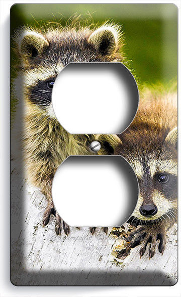CUTE LITTLE RACCOONS WILD ANIMALS OUTLET WALL PLATE COVER BEDROOM ROOM ART DECOR