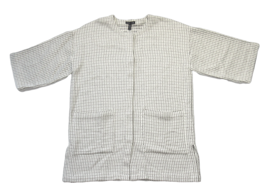 NWT Eileen Fisher Roundneck Jacket in Ecru Organic Cotton Blend Basketweave S - £70.82 GBP