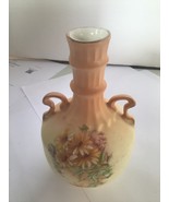 Vintage/Antique Hand Painted Floral Double Handle Pottery Vase 6” - $279.36 MXN