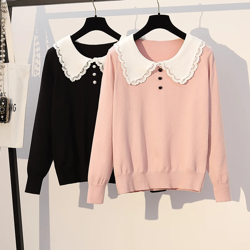 Pink Black Cute Sweet Loose  Female Pullover Woman Blouses  Winter Women&#39;S s A64 - £131.29 GBP