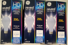 Lot of 3 GE Lighting 89371 200-Watt A21 Reveal HD+ Light Bulb - £15.17 GBP