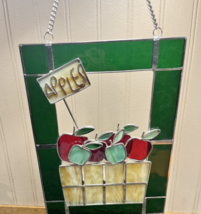 Stained Glass Basket of Apples Wall/ Window Hanger 11'X8' Country sun Ca... - $33.63