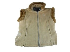 Metropolis Womens Vest Size Small Faux Fur Sleeveless Lined Tan Full Zip... - £7.72 GBP