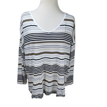 J. JILL Multi Stripe V-Neck 3/4 Sleeve Knit Top Tee Size XL Women’s T-Shirt - £12.57 GBP