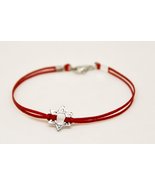 Silver Star of David bracelet for men, red string, handmade Jewish gift ... - £8.01 GBP+