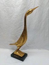Mid Century Brass Bird Duck Statue Figurine 12&quot; - $118.79