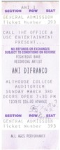 Vintage Ani Difranco Ticket Stub March 3 1996 Althouse Collège Ontario - £26.79 GBP