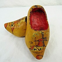 Vintage Dutch Wooden Shoes Carved Child Size Hand Painted Clogs Holland 5&quot; - $15.93