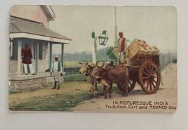 In Picturesque India The Bullock Cart And Texaco Oils Postcard - $10.00