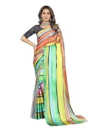 Women&#39;s Beautiful Digital Printed Japan Satin Saree With Unstitched Blou... - $24.85