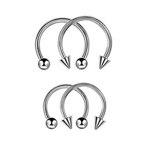 4Pcs/Set Cone Spike Horseshoe Circular Septum Nose Ring Surgical Steel Nipple Ho - £9.07 GBP