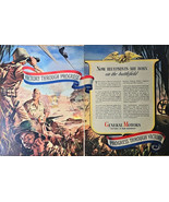 General Motors GM blueprint battlefield military soliders 1943 VTG Print... - $16.35 CAD