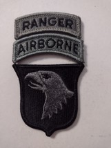 101st AIRBORNE ACU PATCH (GRAY ON BLACK) WITH HOOK &amp; LOOP WITH TABS  :KY... - $7.92