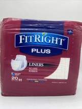 Medline FitRight Plus Liners 20 Count 13x30 in. Anti-Leak Guard Incontin... - £10.05 GBP