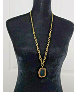 Peach Glass Beaded Long Pendant Costume Gold Chain Necklace  - £10.89 GBP