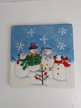 St Nicholas Square &quot;Button Up&quot; Snowman Christmas Trivet Wall Hanging 7x7... - $10.84
