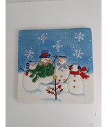 St Nicholas Square &quot;Button Up&quot; Snowman Christmas Trivet Wall Hanging 7x7... - $10.84