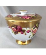 Vintage ROYAL CHELSEA Brushed GOLDEN ROSE Bone China Sugar Bowl w/ Lid (... - €50,62 EUR