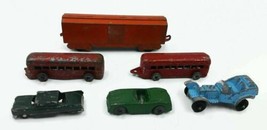Vintage Miniature Vehicle Toy Trailer Car Train Red Green Lead &amp; Mixed M... - $19.79