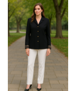 Christy Lyn Blazer Jacket Paisley Cuff Long Sleeve Career Black Size 9/10 - €27,42 EUR