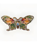 Beautiful DUAL HINGED BUTTERFLY Trinket Box Enamel Jeweled Rhinestones - $470.22 MXN