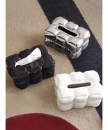 Luxury Pebble Ceramic Tissue Box Set of 3, Modern Silver/Black/Cream Hig... - $559.95 CAD