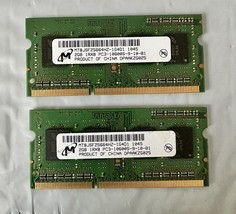 Lot Of 2 Micron 2GB PC3-10600S DDR3 1333MHz So-Dimm Memory MT8JSF25664HZ... - $168.13 MXN