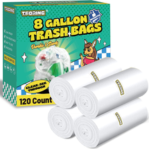 120 Count 8 Gallon Trash Bags Unscented - Thick Clear Medium Garbage Bags, 30 Li - £12.39 GBP