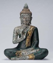 Buddha - Antik Khmer Stil Sitzender Holz Buddha Statue Lehren Mudra - - £324.31 GBP