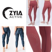 ZYIA ACTIVE Set of 2 leggings athletic size 2 - leopard scrunch &amp; red pe... - £41.98 GBP