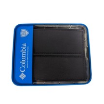 Columbia Wallet Black Leather Bifold 4.5 x 3.5 inches with Logo NEW IN T... - $35.47