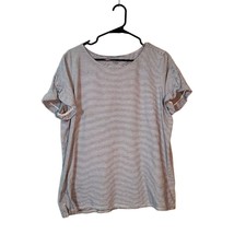 LOFT Womens Shirt XL Striped Jersey Knit Blue White Short Sleeve 100% Co... - £13.40 GBP