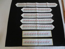 6 Cross Stitch PINK FLORAL Border Panels - 2 w/masking tape; 4 w/seam bi... - $578.84 MXN
