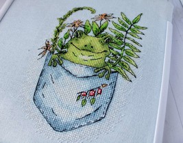 Frog Cross Stitch Toad Pattern Pdf - Funny Frog Cross Stitch Frog Pocket... - $8.49
