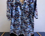 Neiman Marcus Collection Blue Camo Short Sleeve Button Down Shirt Mens S... - $23.75
