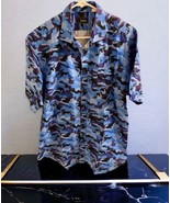 Neiman Marcus Collection Blue Camo Short Sleeve Button Down Shirt Mens S... - £18.96 GBP