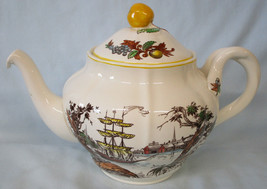 Spode Yellow Trim Fair Haven Large 6 Cup Teapot - £70.37 GBP