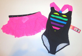Xhilaration Girls Swimsuit with Tutu Polka Dots Heart Size XSmall 4-5 NWT - £9.53 GBP