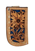 Western 4&quot; Floral Filigree Floral Suede Inlay Buckstitch Leather Knife S... - $26.99